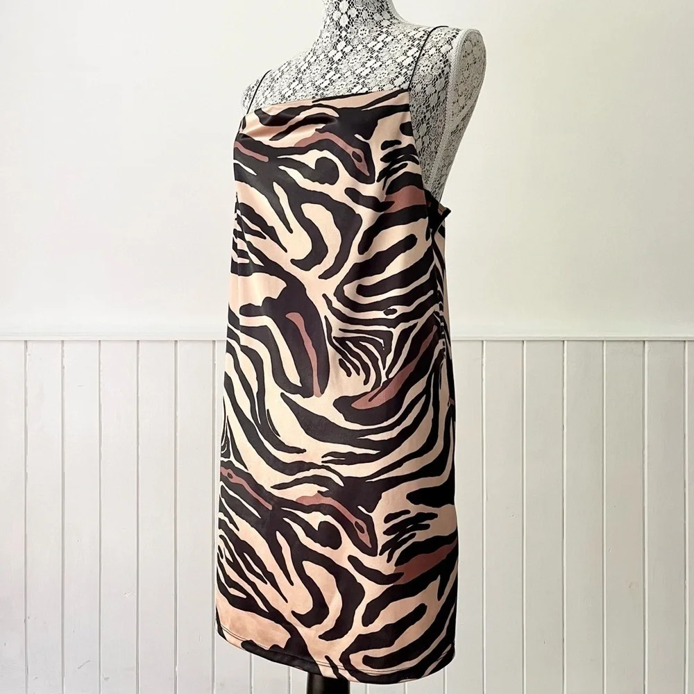 Zara Animal Print Slip Dress Size M - Picture 4 of 15